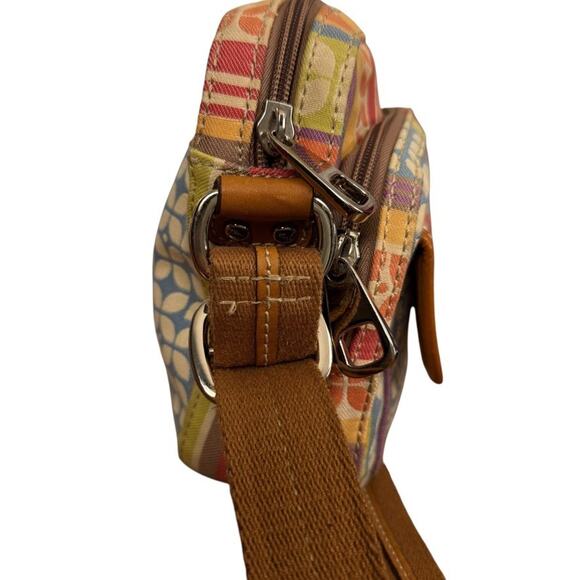 Fossil Canvas Leather Trim Colorful Crossbody Shoulder Bag Messenger Purse - Picture 10 of 16